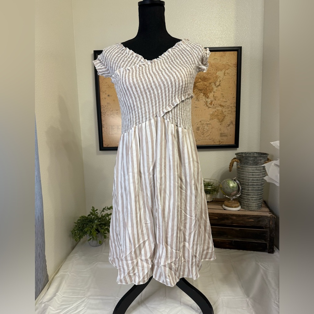 Women’s off shoulder striped dress size medium